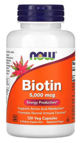 Biotina NOW 5000 µg | 120 Cápsulas Vegetais