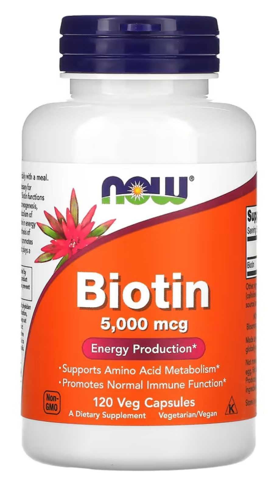 Biotina NOW 5000 µg | 120 Cápsulas Vegetais