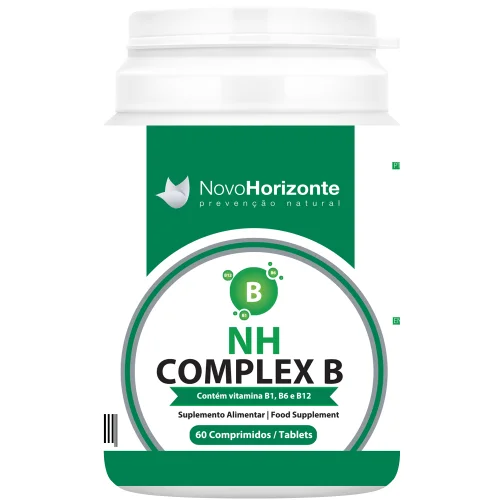 NH Complex B da Novo Horizonte, embalagem de 60 comprimidos com vitaminas B1, B6 e B12