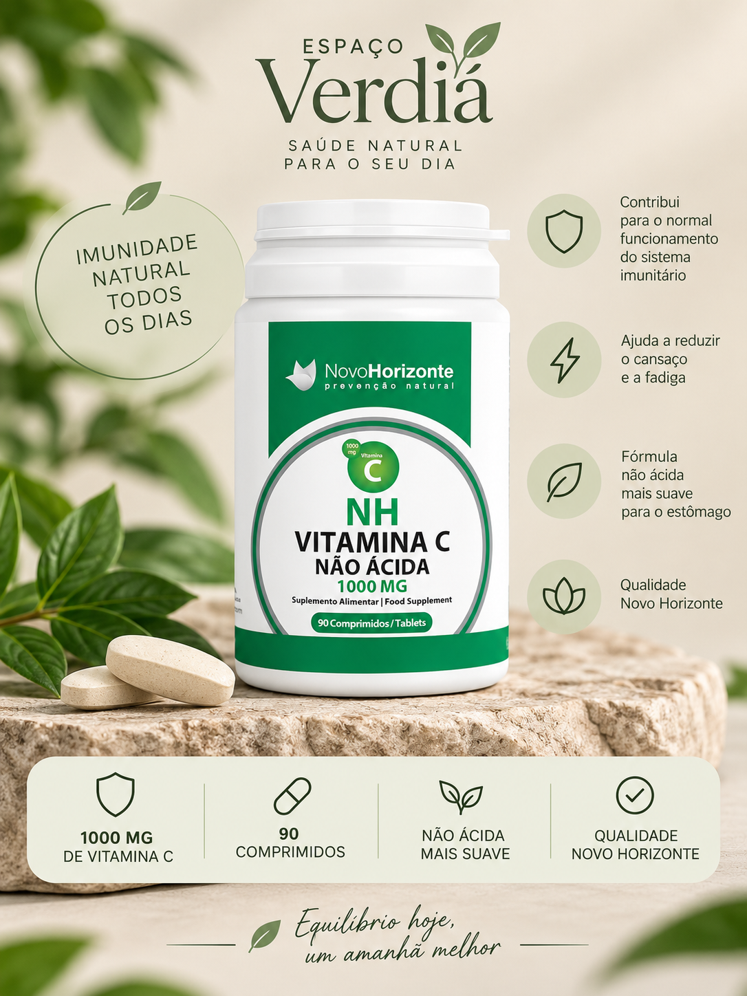 NH Vitamina C Não Ácida 1000mg | 90 Comprimidos