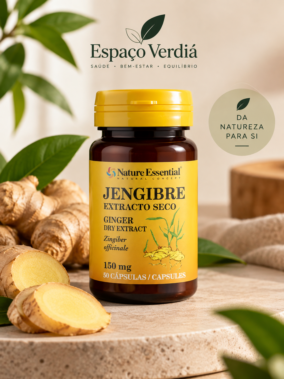 Gengibre Extrato Seco 150 mg – 50 Cápsulas | Nature Essential